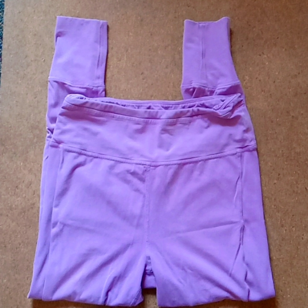 FP Movement Free People Lilac Ribbed High Rise Legging Large Distressed Hot Yoga